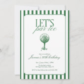 Lets Par Tee Golf Birthday Party Green Stripe Kaart (Voorkant)