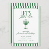 Lets Par Tee Golf Birthday Party Green Stripe Kaart (Voorkant / Achterkant)