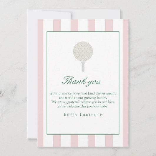 Let's par-tee Pink Golf Birthday Thank You Card Bedankkaart (Voorkant)