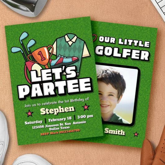 Lets Partee - Golf Verjaardagsuitnodiging Kaart
