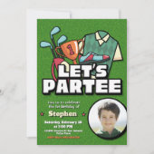 Lets Partee - Golf verjaardagsuitnodiging met foto Kaart (Voorkant)