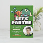 Lets Partee - Golf verjaardagsuitnodiging met foto Kaart (Staand voorkant)