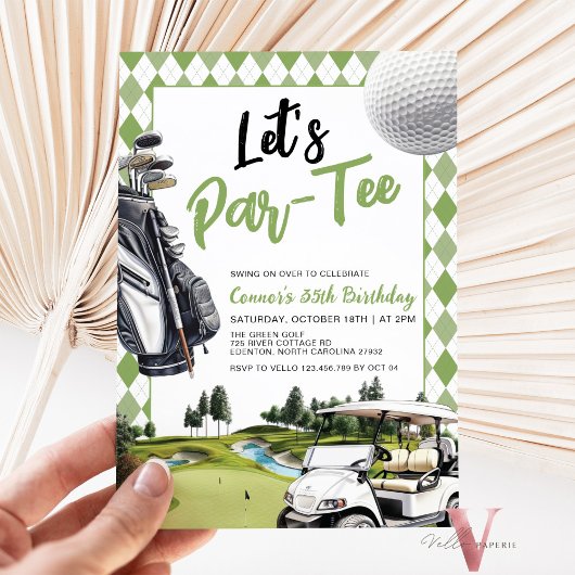 Let's ParTee Neutral Golf Birthday Party Kaart