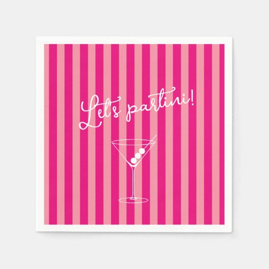 Let's Partini Bold Hot Pink Bachelorette Party Servet (Voorkant)