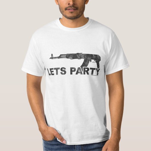 Lets Party AK47 Black Worn look T-shirt (Voorkant)
