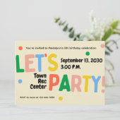 let's party colorful birthday celebration invite kaart (Staand voorkant)