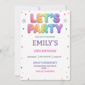 Let's Party Colorful Birthday Party Kaart (Voorkant)