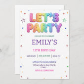 Let's Party Colorful Birthday Party Kaart (Voorkant / Achterkant)