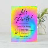 Let's Party  Colorful Tie Dye birthday  Kaart (Staand voorkant)