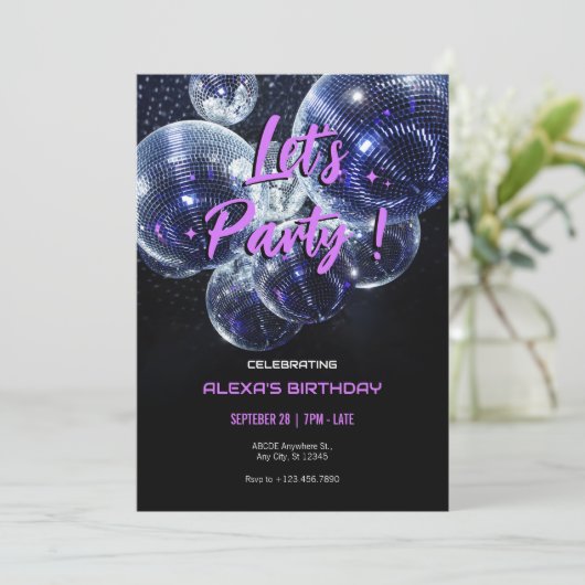 Let's Party disco bal  Kaart (Staand voorkant)