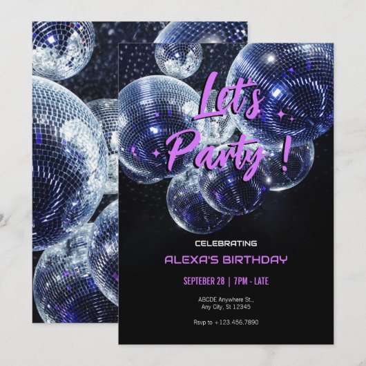 Let's Party disco bal  Kaart (Voorkant / Achterkant)