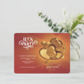 Let's Party Gold Hearts Sla de datum op (versie 5) Save The Date (Staand voorkant)