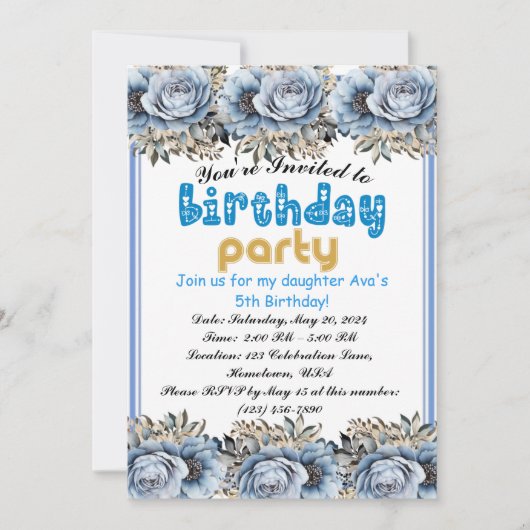 Let's Party: Kinderen Verjaardag Uitnodiging! Kaart (Voorkant)