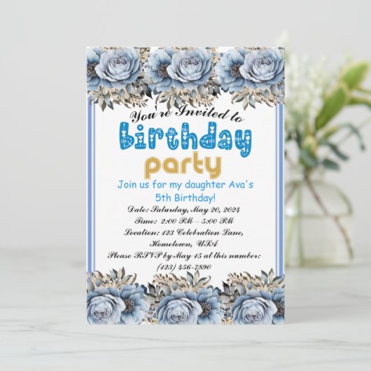 Let's Party: Kinderen Verjaardag Uitnodiging! Kaart (Staand voorkant)