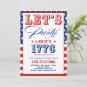 Lets Party Like It's 1776 Funny 4th July Party Kaart (Staand voorkant)