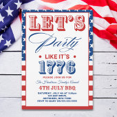 Lets Party Like It's 1776 Funny 4th July Party Kaart
