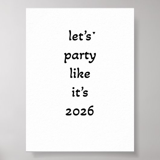 Let's party like it's 2026 - minimalistic poster (Voorkant)