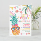 Let's Party Like Pineapple Luau Summer Birthday Kaart (Staand voorkant)