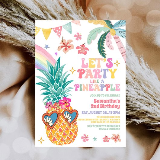 Let's Party Like Pineapple Luau Summer Birthday Kaart