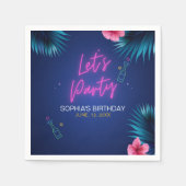 Let's Party Neon Electric Pink Birthday Woman Servet (Voorkant)