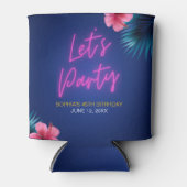 Let's Party Neon Electric Pink  Tropical Birthday Blikjeskoeler (Voorkant)