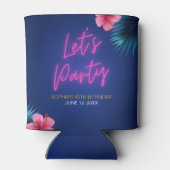 Let's Party Neon Electric Pink  Tropical Birthday Blikjeskoeler (Achterkant)