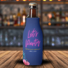 Let's Party Neon Electric Pink Tropical Birthday Flesjeskoeler