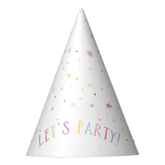 LETS PARTY  partij pastel kleuren sprenkelingen Feesthoedjes (Voorkant)