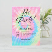 Let's Party, Pink Tie Dye birthday party Kaart (Staand voorkant)