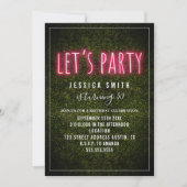 Let's Party Print Pink Neon Boxwood Birthday Kaart (Voorkant)
