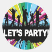 Lets Party Ronde Sticker (Voorkant)