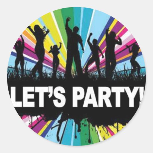 Lets Party Ronde Sticker (Voorkant)