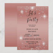 Let's Party Roos Gold Glitter & Sparkles Verjaarda Kaart (Voorkant / Achterkant)