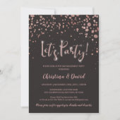 "Let's Party" Roos Goudgrijs Elegant Verloving Kaart (Voorkant)