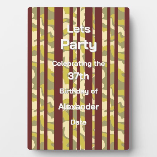 Lets Party Rustic Stipe Adult Any Age Birthday Fotoplaat (voorkant)