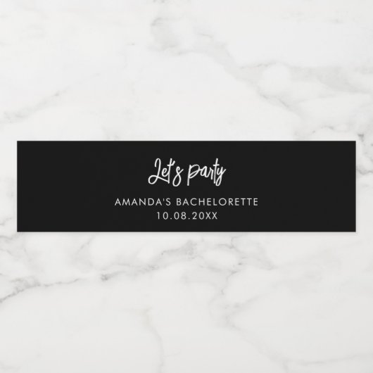 Let's Party Script Bachelorette Party Custom Waterfles Etiket (Enkel label)