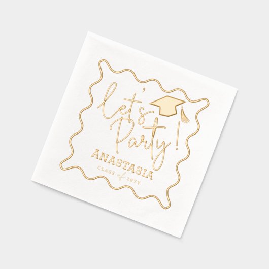 Let's Party Script Fun Afstudeerder Pet Afstudeerf Folie Servetten (Links)