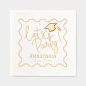 Let's Party Script Fun Afstudeerder Pet Afstudeerf Folie Servetten (Voorkant)