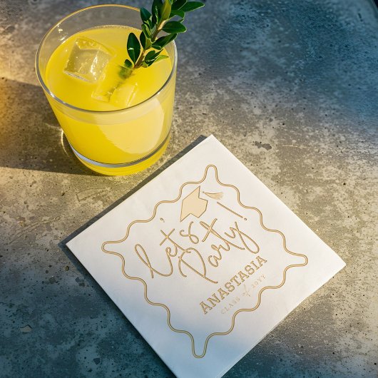 Let's Party Script Fun Afstudeerder Pet Afstudeerf Folie Servetten