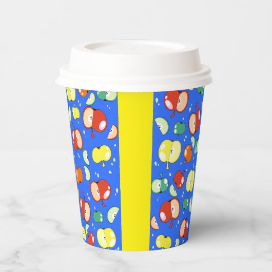 Let's Party Started - Pop Apple op Blauw Papieren Bekers (Links)