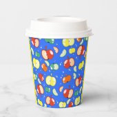 Let's Party Started - Pop Apple op Blauw Papieren Bekers (Achterkant)
