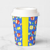 Let's Party Started - Pop Apple op Blauw Papieren Bekers (Rechts)