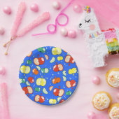 Let's Party Started - Pop Apple op Blauw Papieren Bordje (Feest)