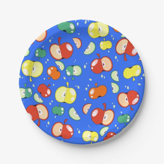 Let's Party Started - Pop Apple op Blauw Papieren Bordje (Voorkant)