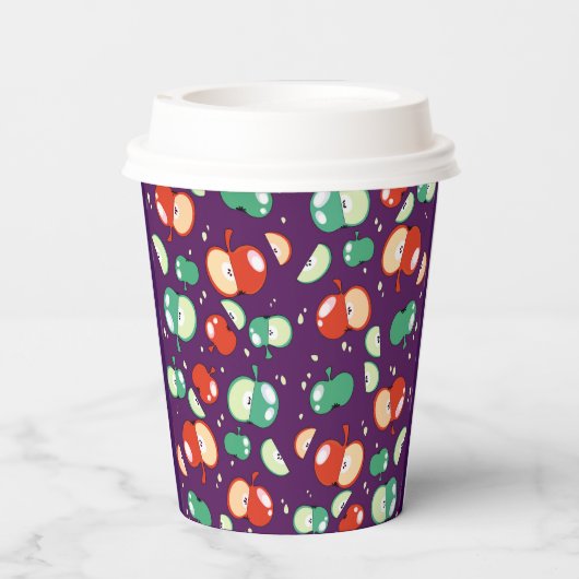 Let's Party Started - Pop Apple op Paarse Papieren Bekers (Achterkant)