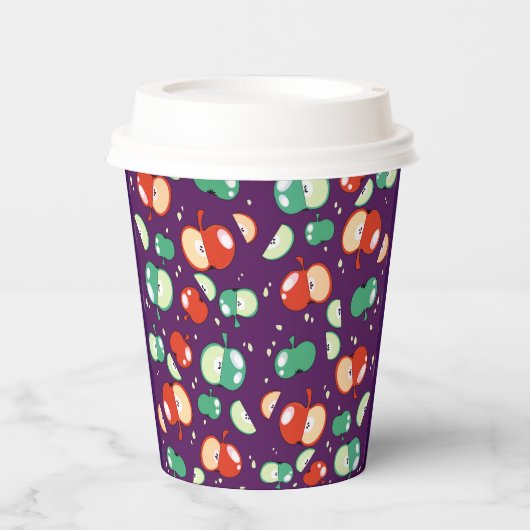 Let's Party Started - Pop Apple op Paarse Papieren Bekers (Voorkant)