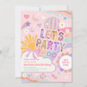 Lets Party Sun Rainbow Disco Birthday Invitation Kaart (Voorkant)
