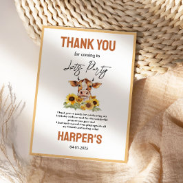 Let's Party Till the Cows Come Home 2nd Birthday Bedankkaart