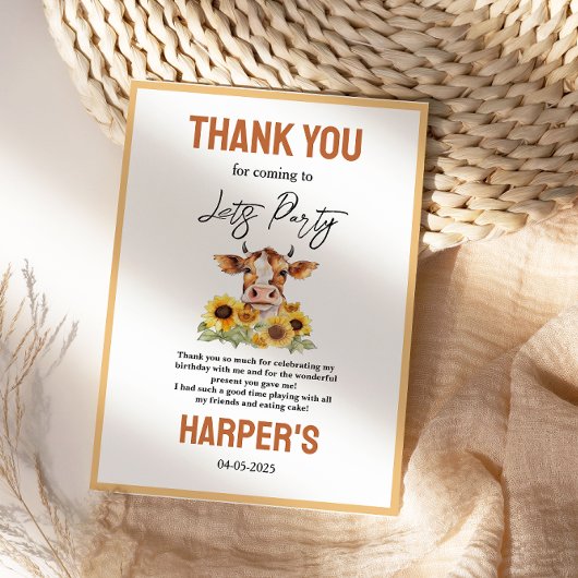 Let's Party Till the Cows Come Home 2nd Birthday Bedankkaart