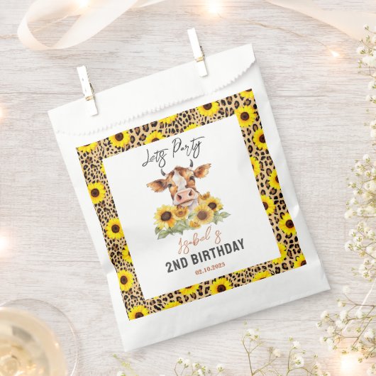 Let's Party Till the Cows Come Home 2nd Birthday Bedankzakje (Geknipt)